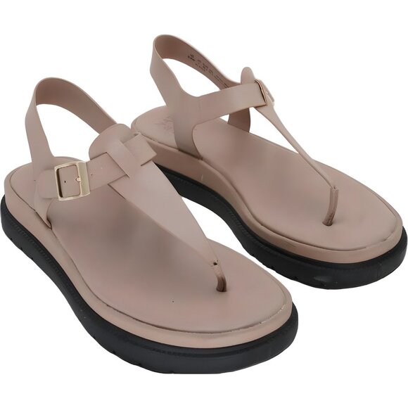 Naturalizer Alyssa T-Strap Thong Sandals Tan Faux Leather Women US 9.5W EU 40.5 - Picture 4 of 6